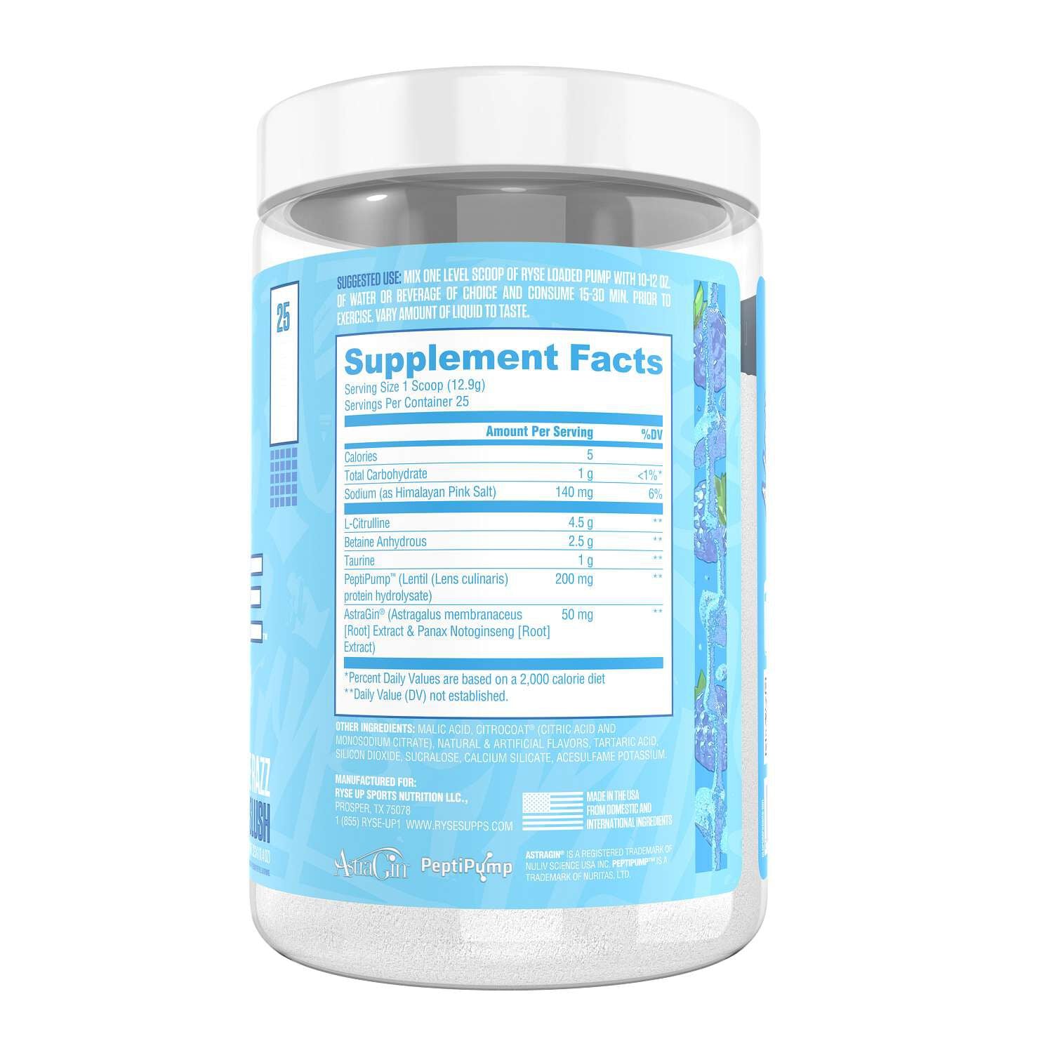 RYSE Loaded Pump - Blue Razz Slush (25 Servings)