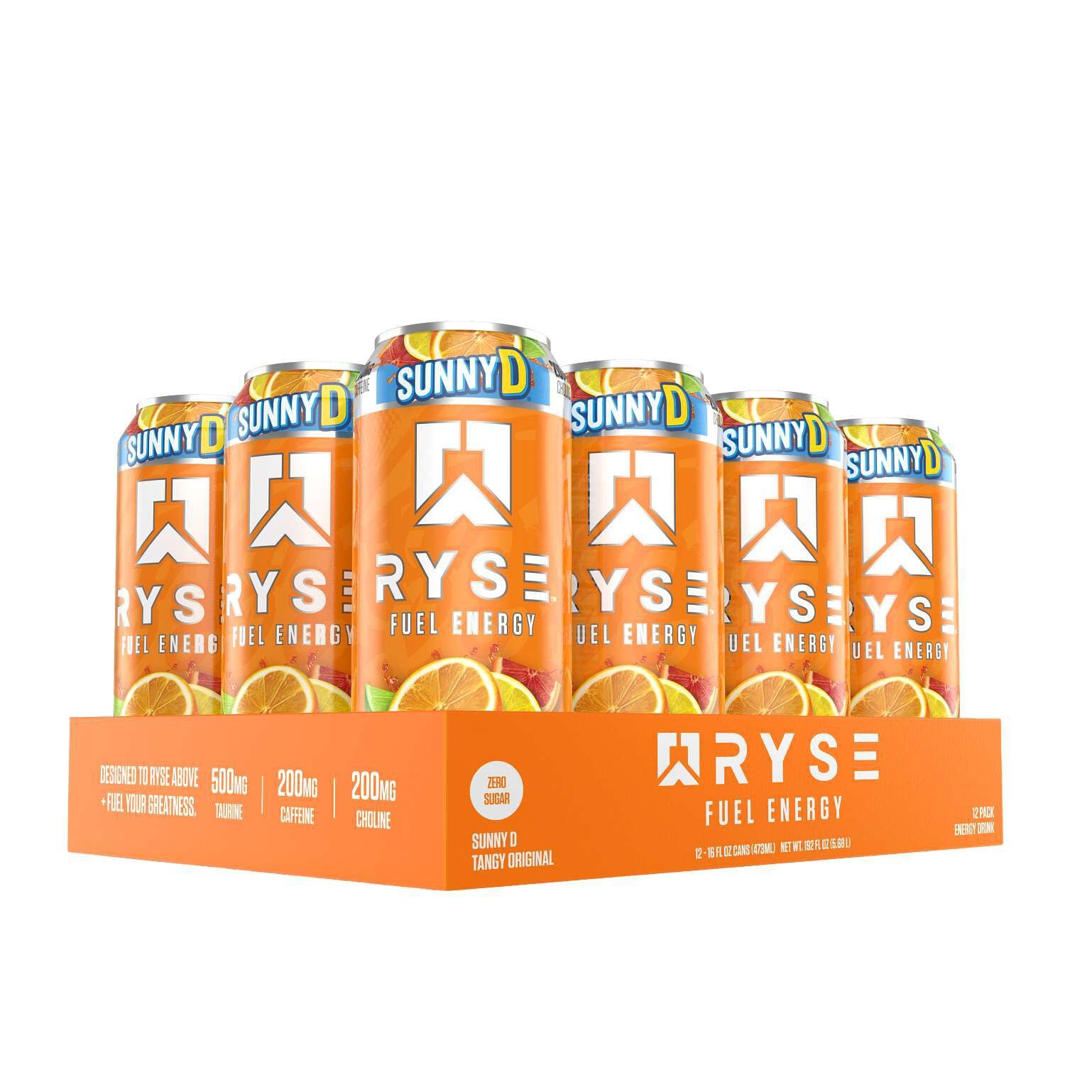 RYSE Fuel Energy Drink - Sunny D Tangy Original - 16 fl oz. (12 Cans)
